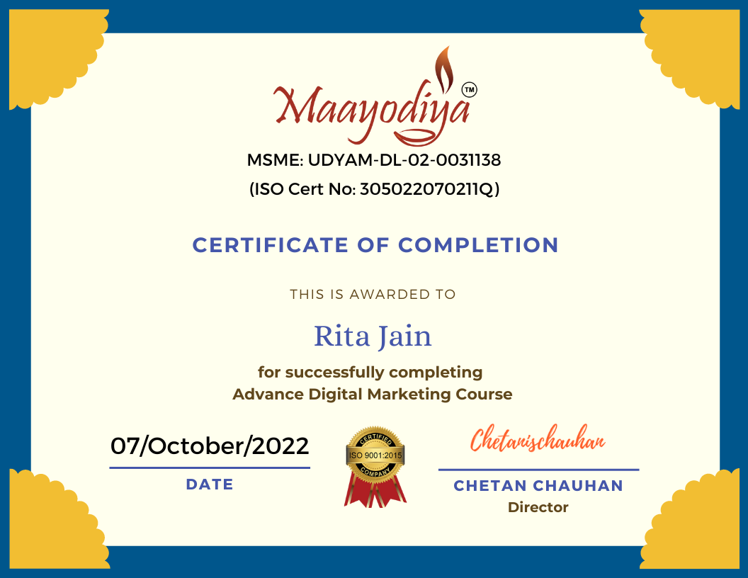 Maayodiya Academy Certificate